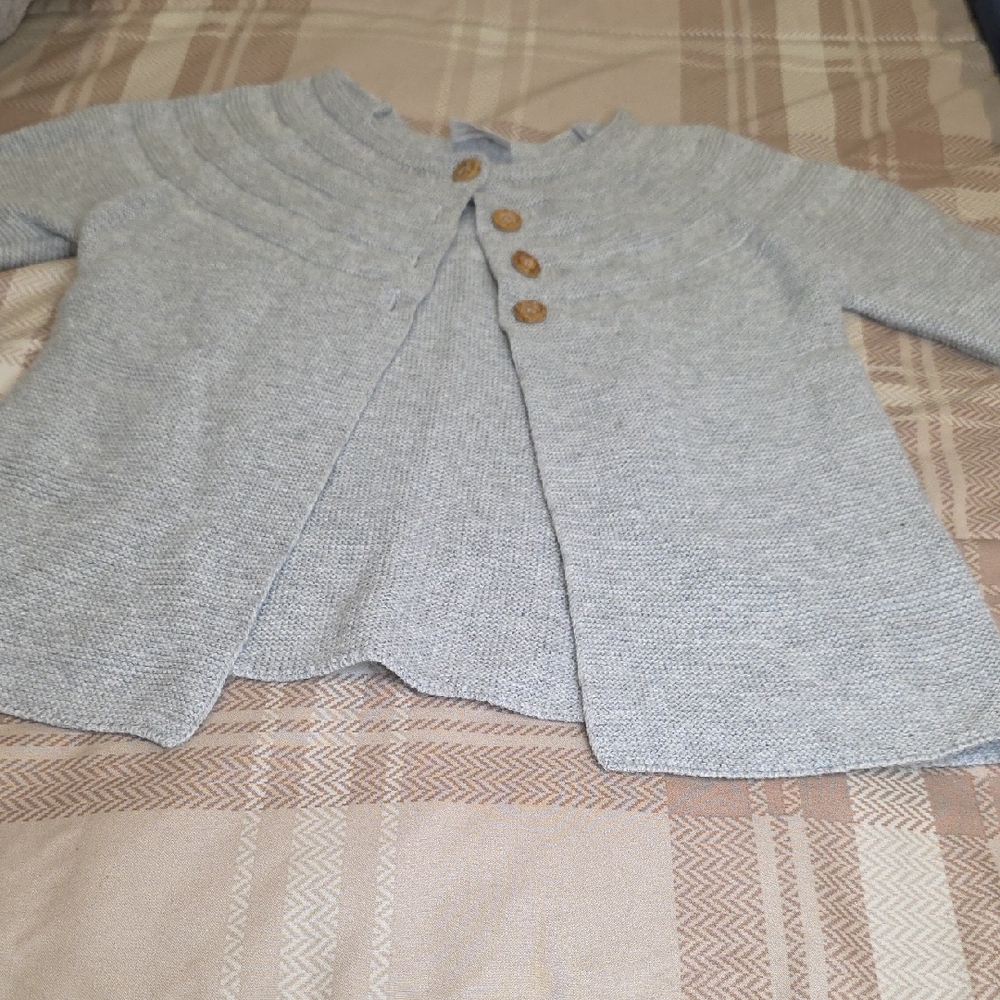 Gray Girls Sweater with Button Detail